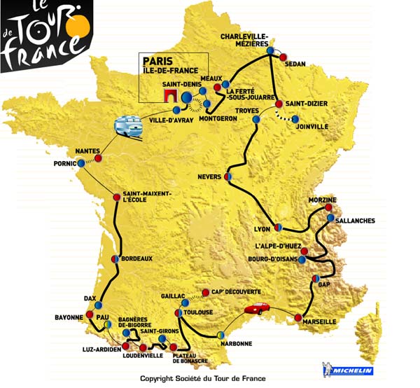 map of tour de france